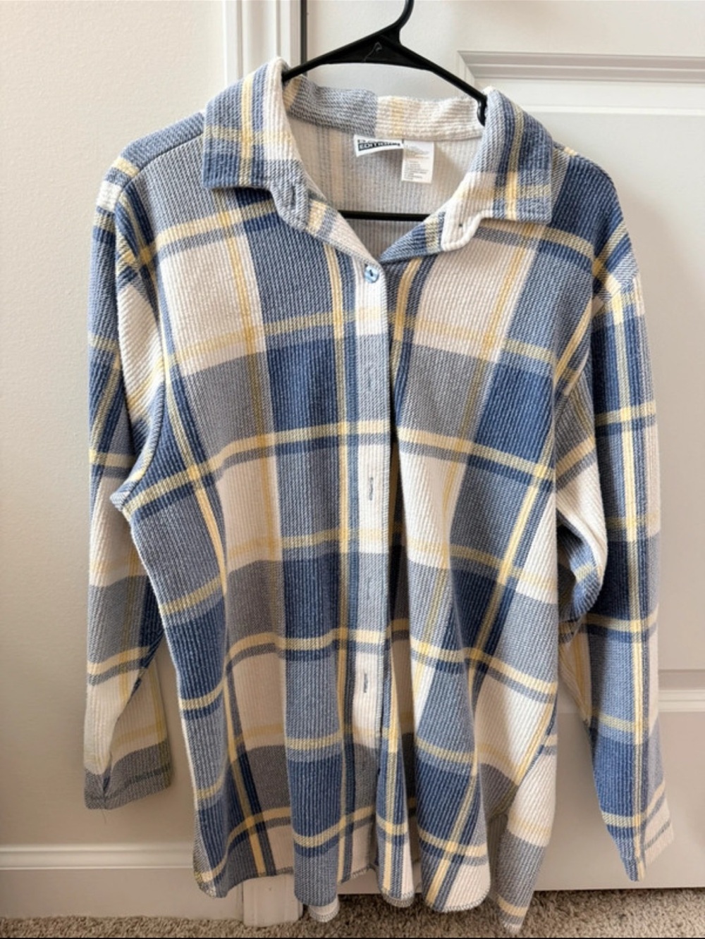 Source Unknown Blue, Cream & Yellow Plaid Button-Down Shirt